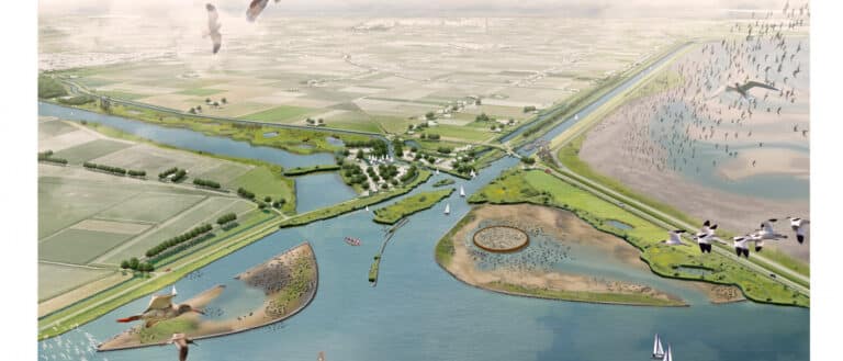 Artist impression van nieuwe situatie Amstelmeer. Bron: Landschap Noord-Holland, Peter Veldt
